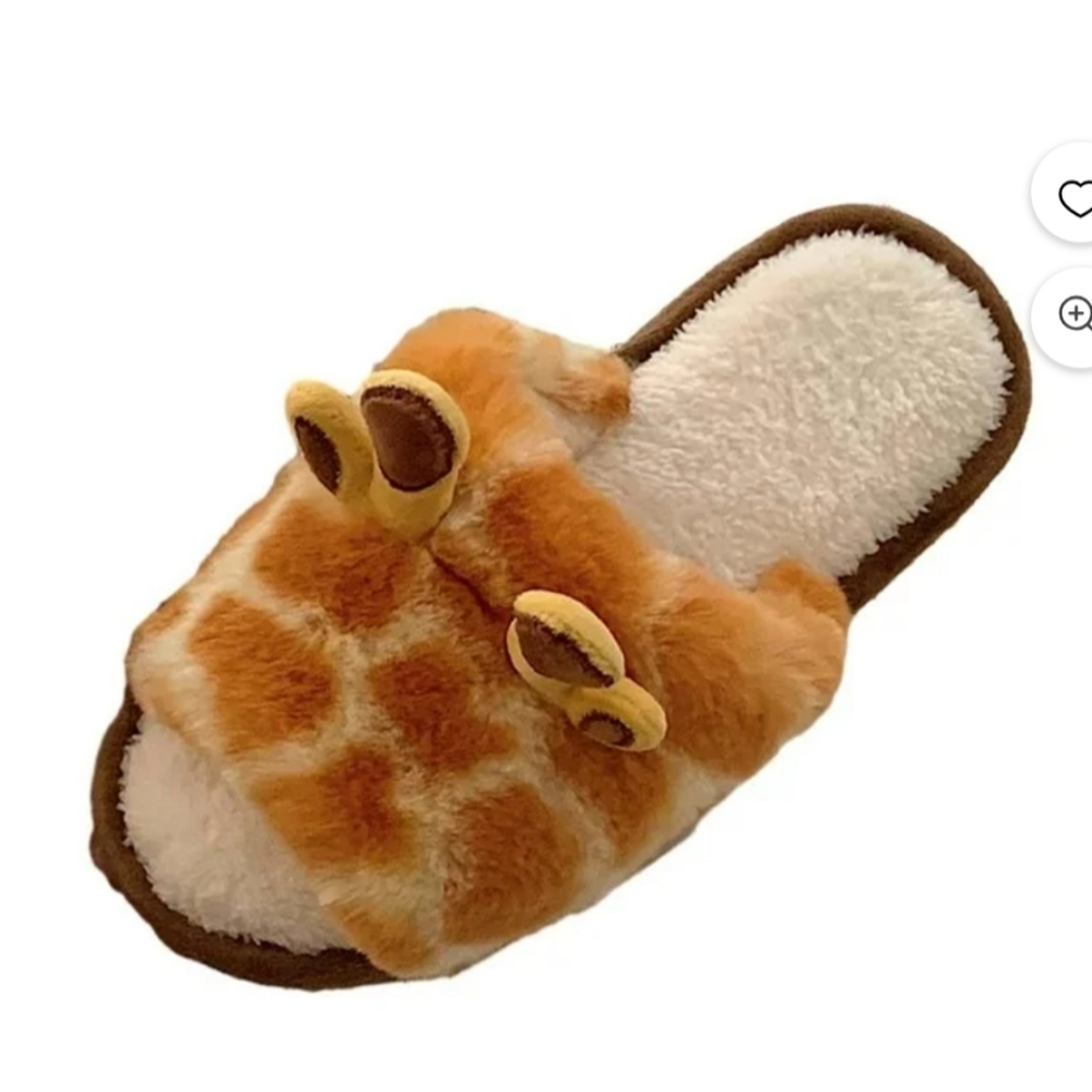 Giraffe Print Fuzzy Slippers